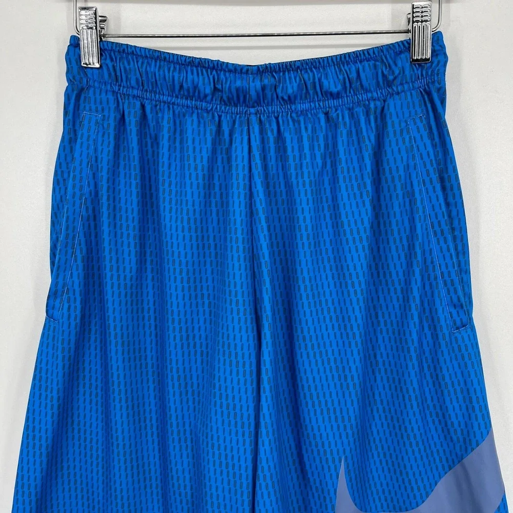 Nike Mens Dri-FIT Basketball Shorts Blue Graphic Swoosh 848790-435 Small